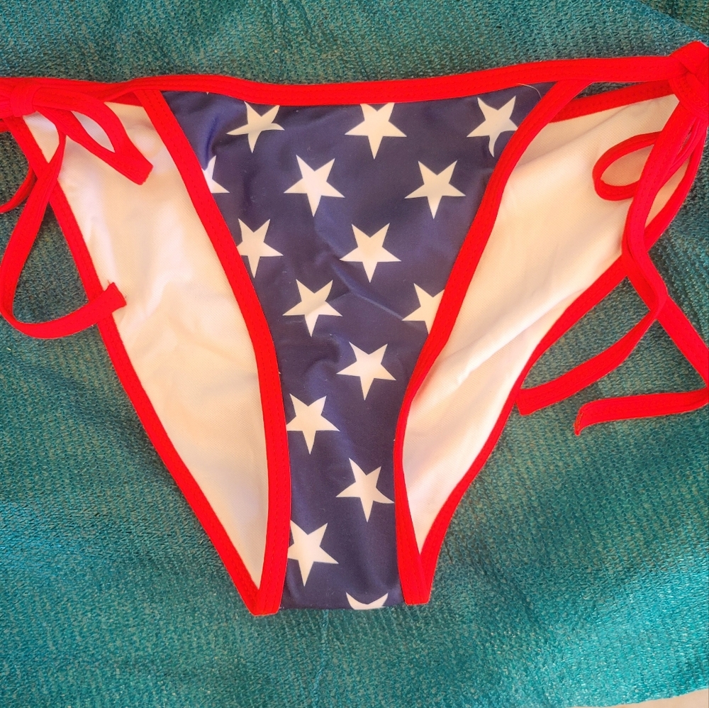 New Patriotic Stars String Bikini Bottoms sz M